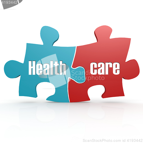 Image of Blue and red with healthcare puzzle