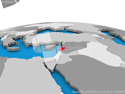 Image of Lebanon on globe in red