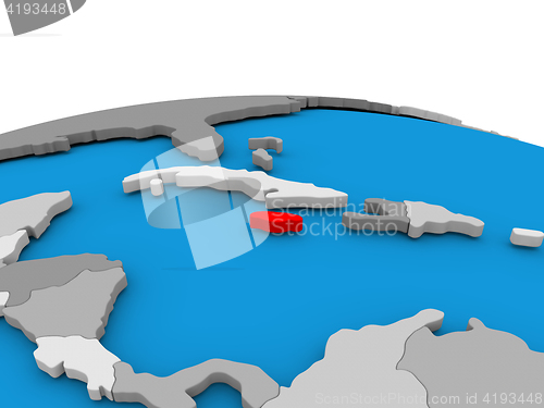 Image of Jamaica on globe in red