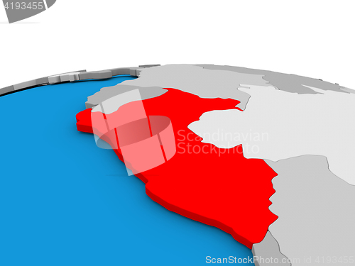 Image of Peru on globe in red