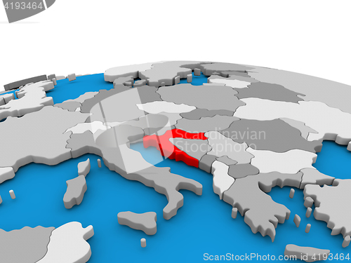 Image of Croatia on globe in red