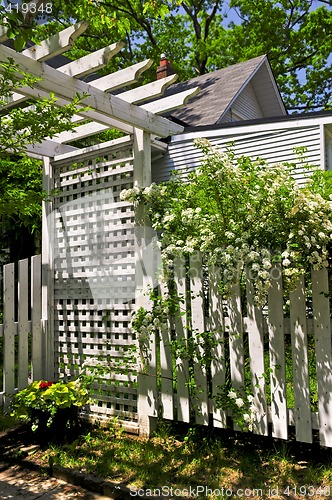 Image of White trellis in a garden