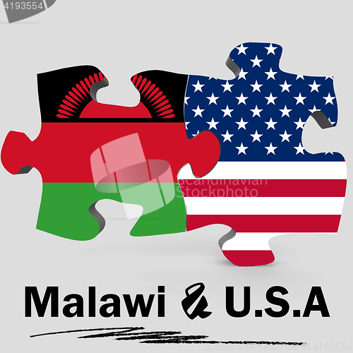 Image of USA and Malawi flags in puzzle 