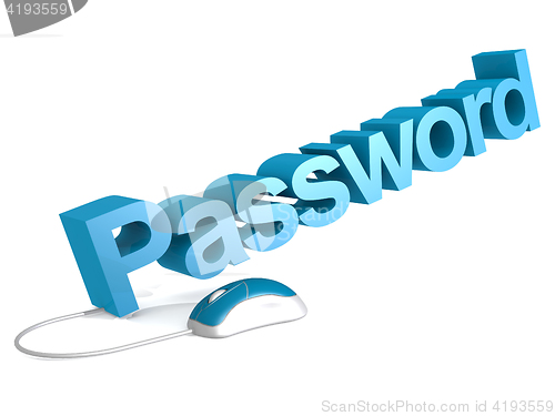 Image of Password word with blue mouse