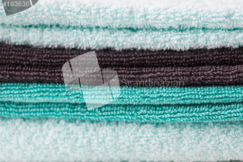 Image of close up of stacked bath towels