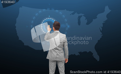 Image of businessman with virtual target over usa map