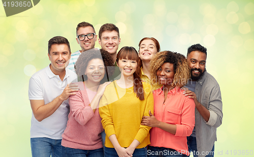 Image of international group of happy smiling people