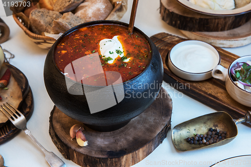 Image of Russian borsch at pot