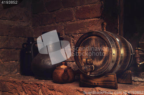 Image of barrels in the wine cellar