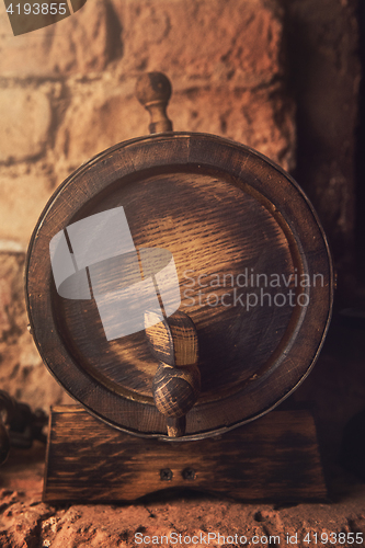 Image of barrels in the wine cellar