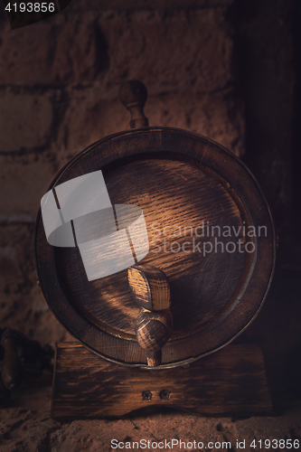 Image of barrels in the wine cellar