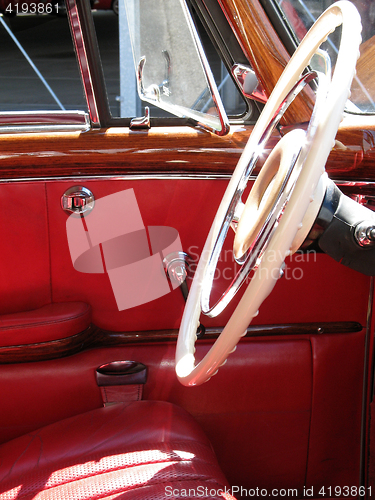 Image of Interior view of an antique car