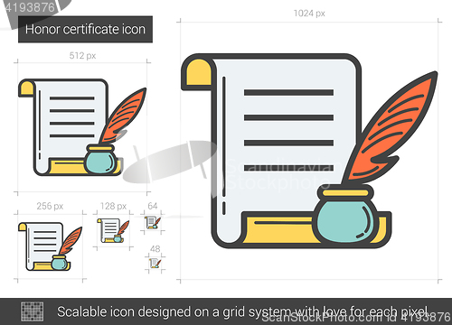 Image of Honor certificate line icon.
