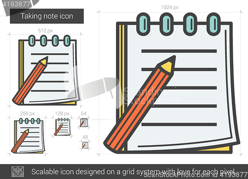 Image of Taking note line icon.