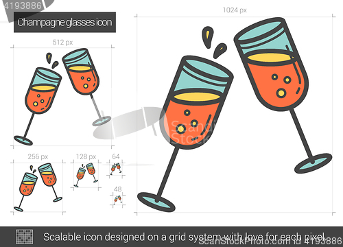 Image of Champagne glasses line icon.