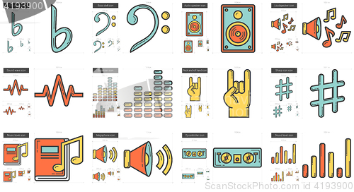 Image of Music line icon set.