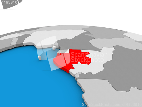 Image of Gabon on globe in red