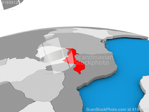 Image of Malawi on globe in red