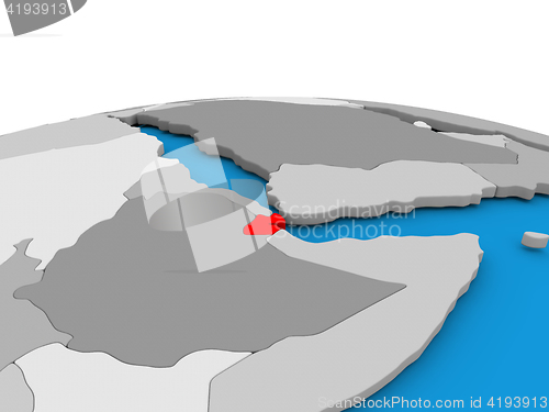 Image of Djibouti on globe in red