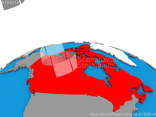 Image of Canada on globe in red