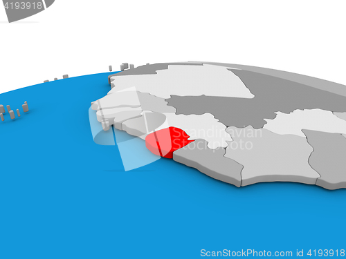 Image of Sierra Leone on globe in red