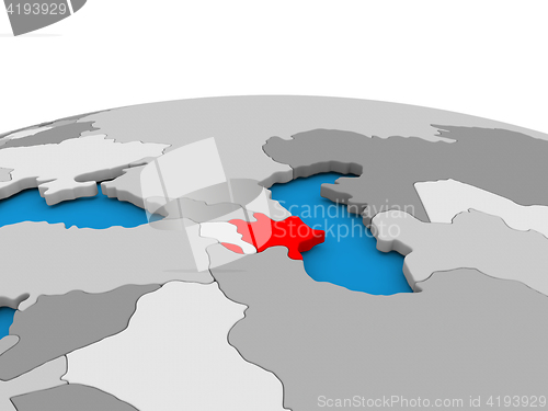 Image of Azerbaijan on globe in red