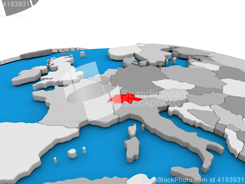 Image of Switzerland on globe in red