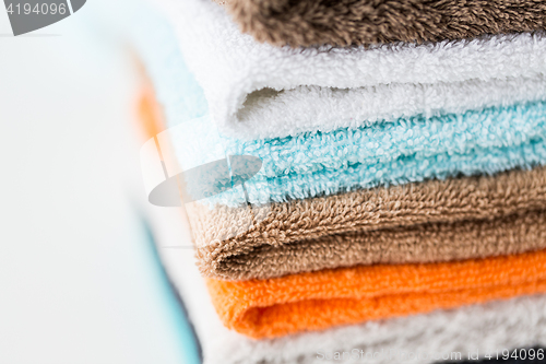 Image of close up of stacked bath towels