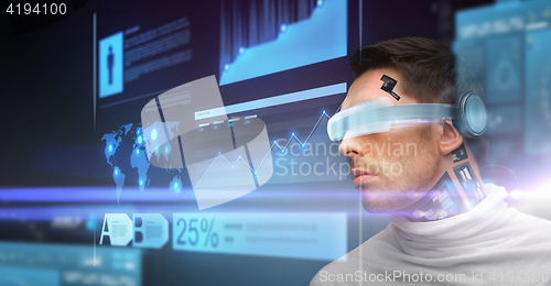 Image of man with futuristic glasses and sensors