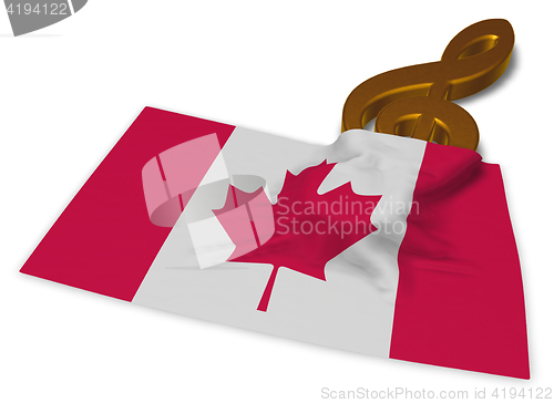 Image of clef symbol and canadian flag - 3d rendering