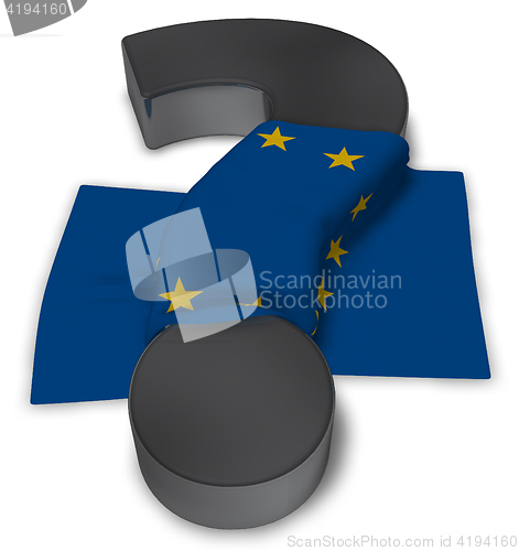 Image of question mark and flag of the european union - 3d illustration