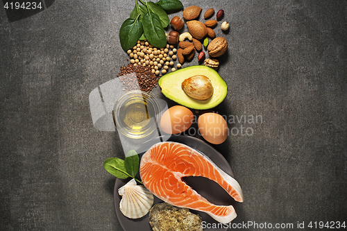 Image of Healthy food with salmon fish