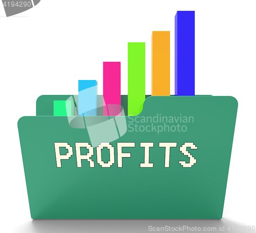 Image of Profits File Shows Business Graph And Binder 3d Rendering