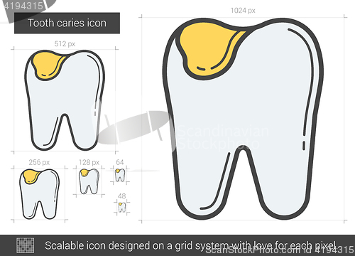 Image of Tooth caries line icon.