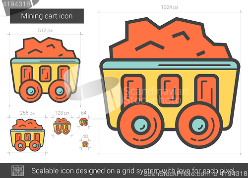 Image of Mining cart line icon.