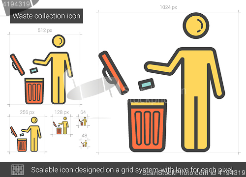 Image of Waste collection line icon.