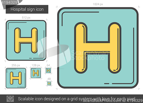 Image of Hospital sign line icon.