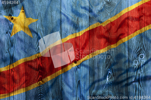 Image of National flag of Congo, wooden background