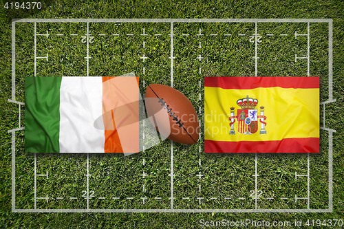 Image of Ireland vs. Scotland\r\rIreland vs. Spain flags on rugby field