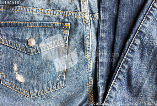 Image of close up of denim pants or jeans with pocket