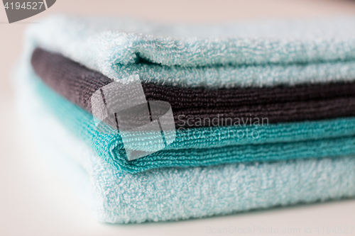 Image of close up of stacked bath towels