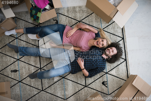 Image of Top view of attractive young couple