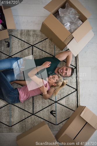 Image of Top view of attractive young couple