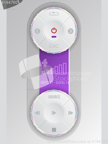 Image of Compact audio control panel with purple lcd