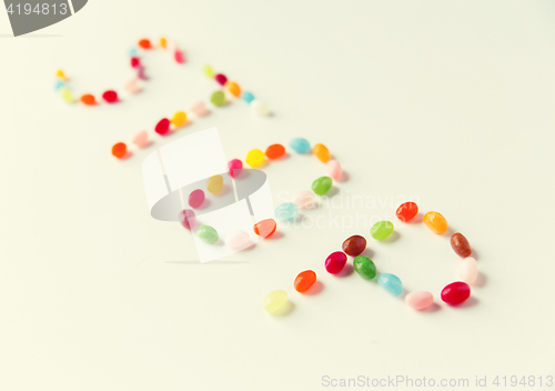 Image of close up of jelly beans candies on table