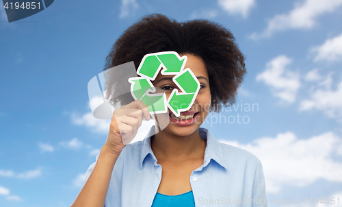 Image of happy african american young woman over white