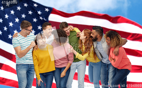 Image of international group of happy laughing people