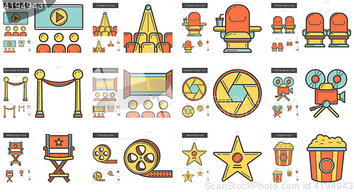 Image of Cinema line icon set.