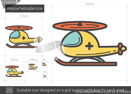 Image of Rescue helicopter line icon.