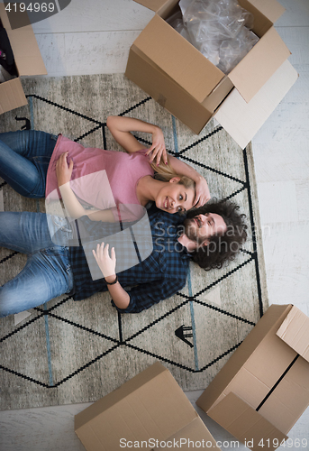 Image of Top view of attractive young couple